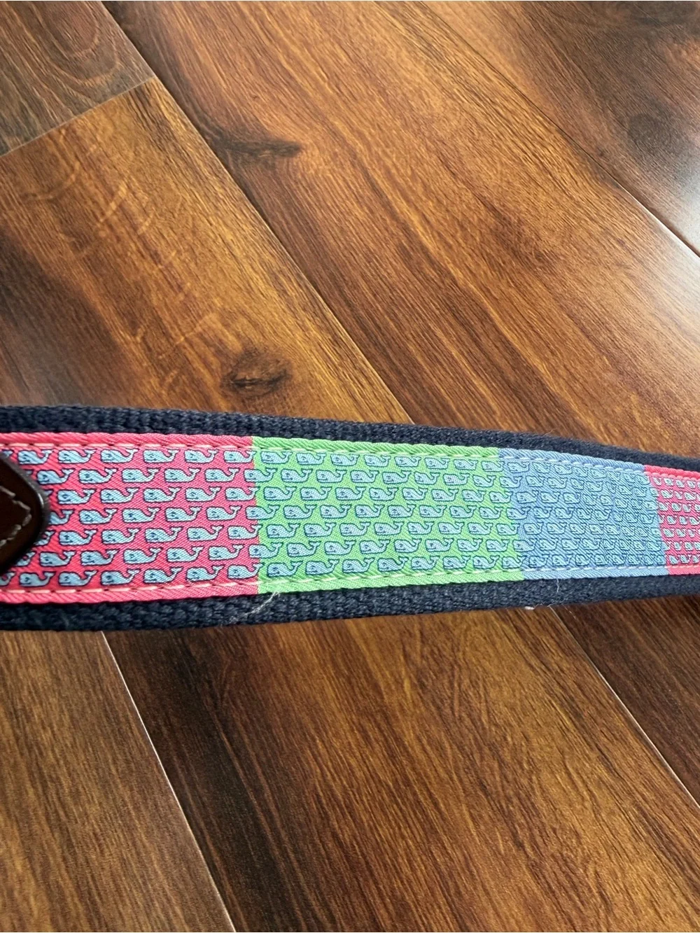 Vineyard Vines Whale Pastel Webbed Cotton Belt Leather and Brass Made in USA 38